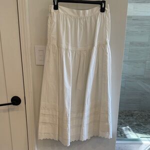 Doen Sebastiane White Tiered Skirt with Pintuck Detail